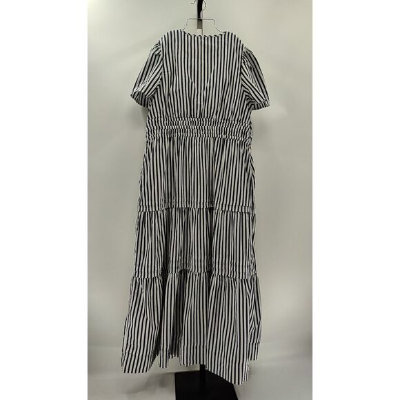 Quince Women 100% Organic Cotton Poplin Tiered Maxi Dress Hudson Stripe XL - Picture 3 of 3